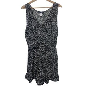 FURY | Black & White Abstract Wrap Style Sleeveless Romper | Size L